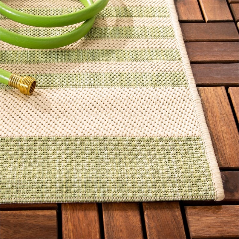 Pemberly Row Contemporary 8' x 11' Indoor Outdoor Area Rug in Beige