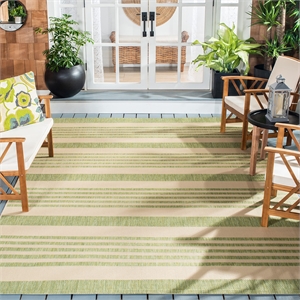 Pemberly Row Contemporary 9' x 12' Indoor Outdoor Area Rug in Beige