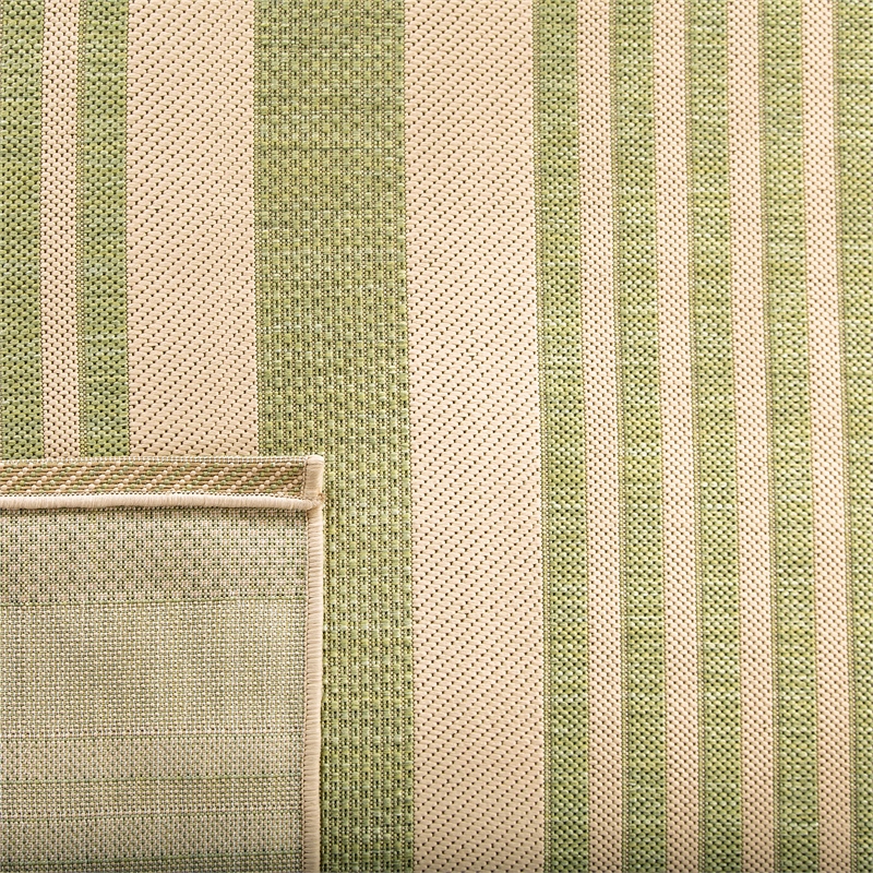 Pemberly Row Contemporary 9' x 12' Indoor Outdoor Area Rug in Beige