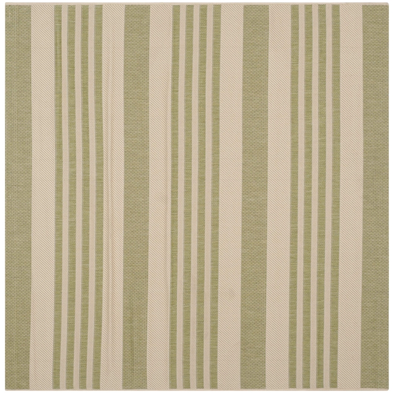Pemberly Row Contemporary Beige Indoor Outdoor Rug in Square 5' Shape