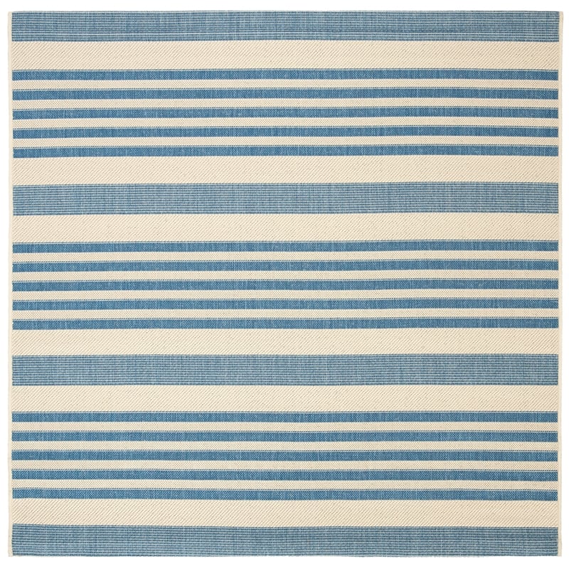 Pemberly Row Contemporary Beige Indoor Outdoor Rug in Square 5'3