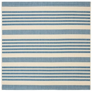 Pemberly Row Contemporary Beige Indoor Outdoor Rug in Square 5'3&quot Shape