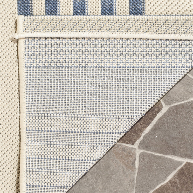 Pemberly Row Contemporary Beige Indoor Outdoor Rug in Square 5'3