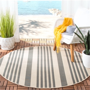 Pemberly Row Grey Indoor Outdoor Rug in Round 4' for Home Decor