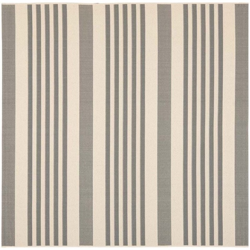 Pemberly Row Grey Indoor Outdoor Rug in Square 4' for Any Room
