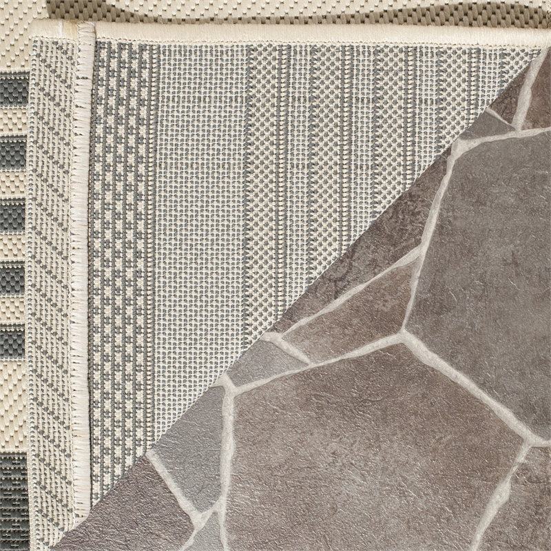 Pemberly Row Contemporary Grey Indoor Outdoor Rug in Square 5'3