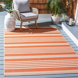 Pemberly Row Contemporary Terracotta Indoor Outdoor Rug 4' x 5'7&quot Accent