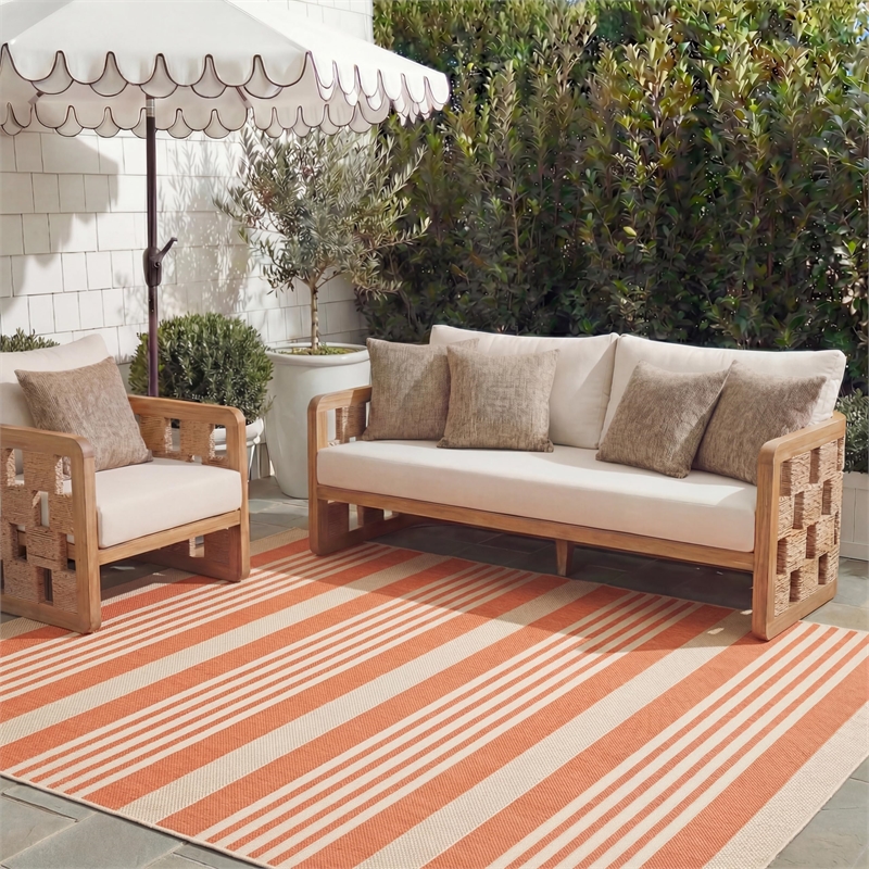 Pemberly Row Terracotta Indoor Outdoor Rug 8' x 11' for Any Room