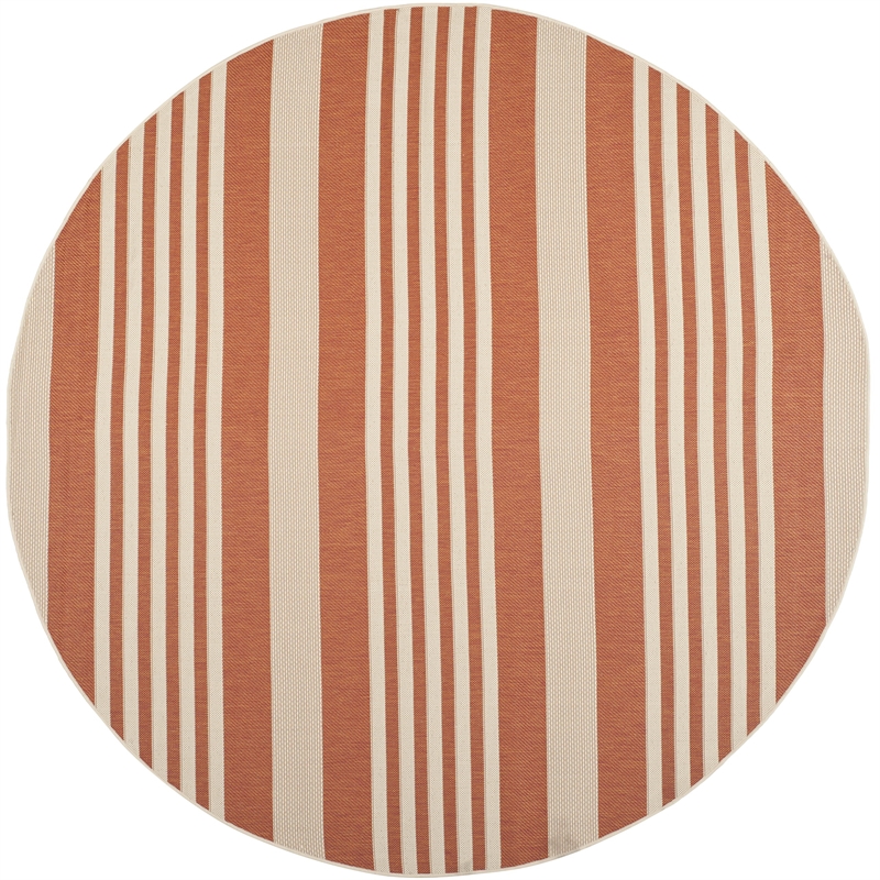 Pemberly Row Contemporary Terracotta Indoor Outdoor Rug in Round 7'10