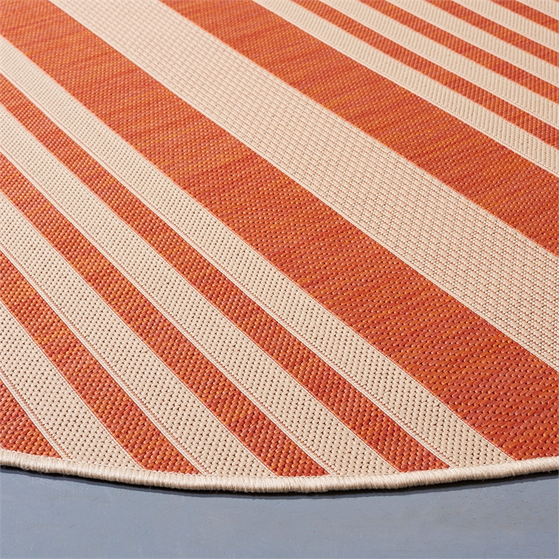 Pemberly Row Contemporary Terracotta Indoor Outdoor Rug in Round 7'10