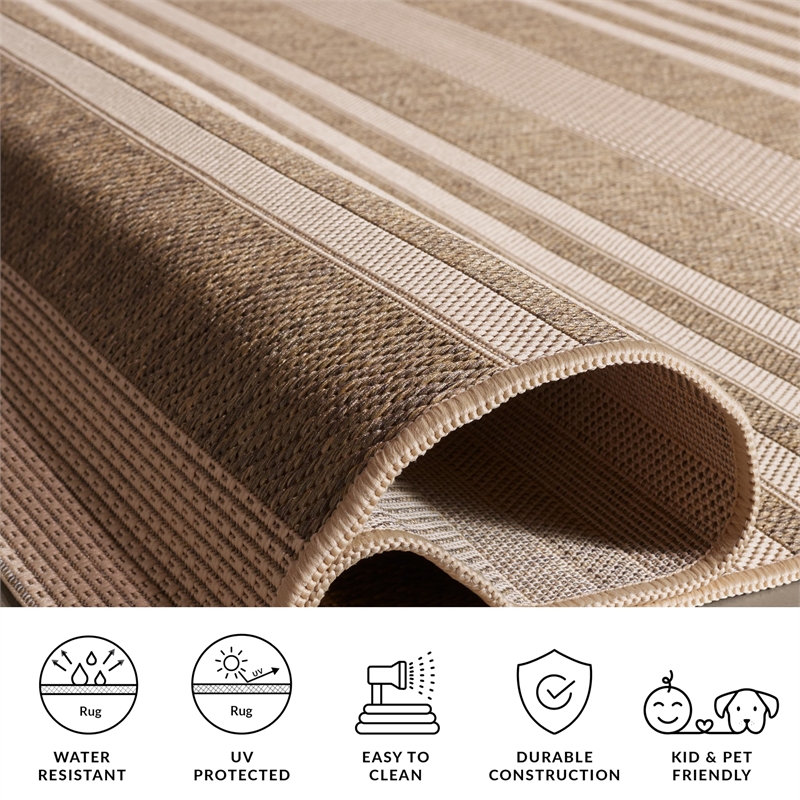 Pemberly Row Contemporary Brown Indoor Outdoor Accent Rug 2' x 3'7