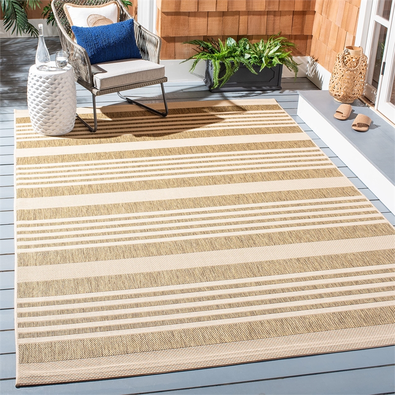 Pemberly Row Contemporary Brown Indoor Outdoor Accent Rug 2'7