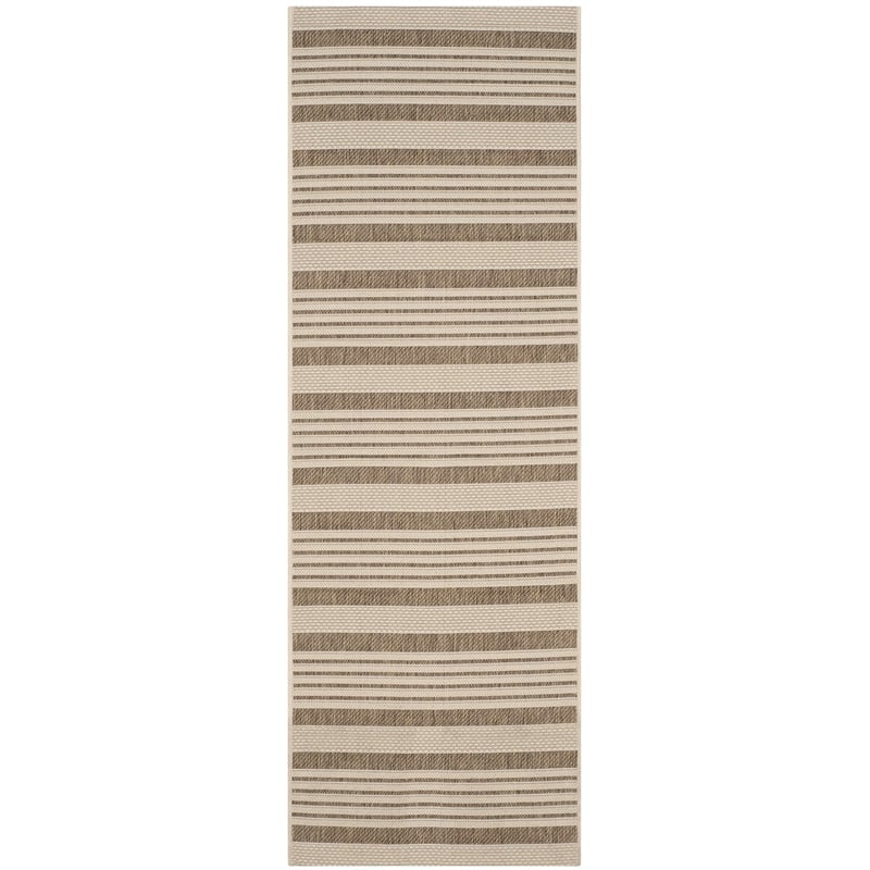 Pemberly Row Contemporary Brown Indoor Outdoor Runner Rug 2'3
