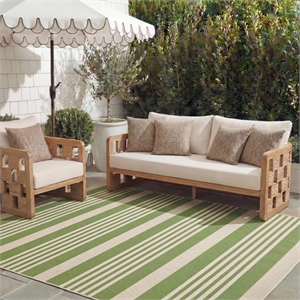 Pemberly Row Green Indoor Outdoor Rug 8' x 11' for Living Spaces