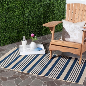 Pemberly Row Contemporary Navy Indoor Outdoor Accent Rug 2' x 3'7&quot