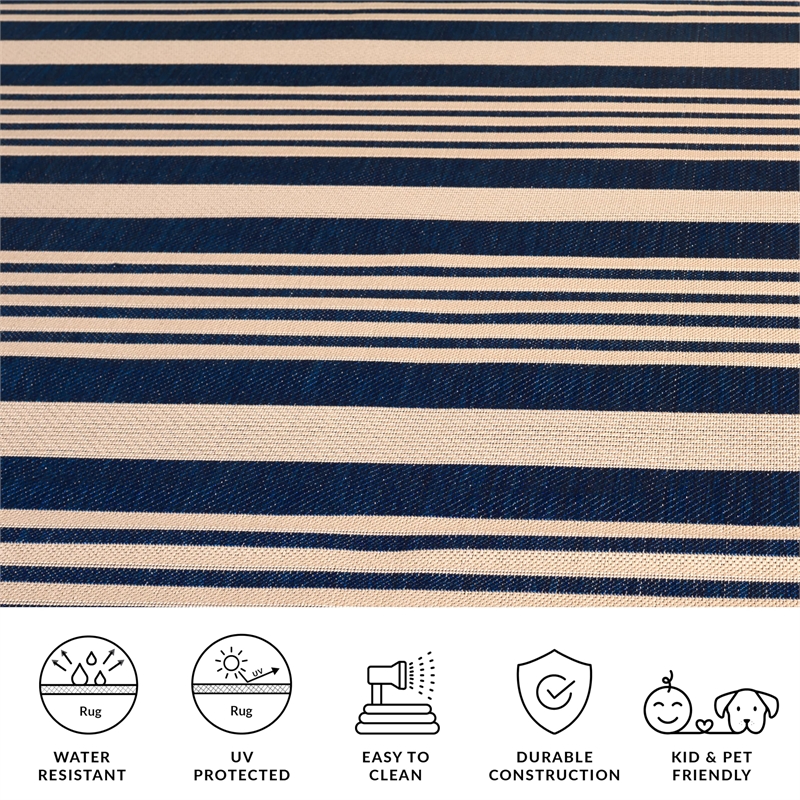 Pemberly Row Contemporary Navy Indoor Outdoor Accent Rug 2'7