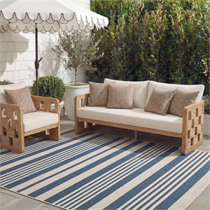 Pemberly Row Navy Indoor Outdoor Rug 8' x 11' for Living Spaces