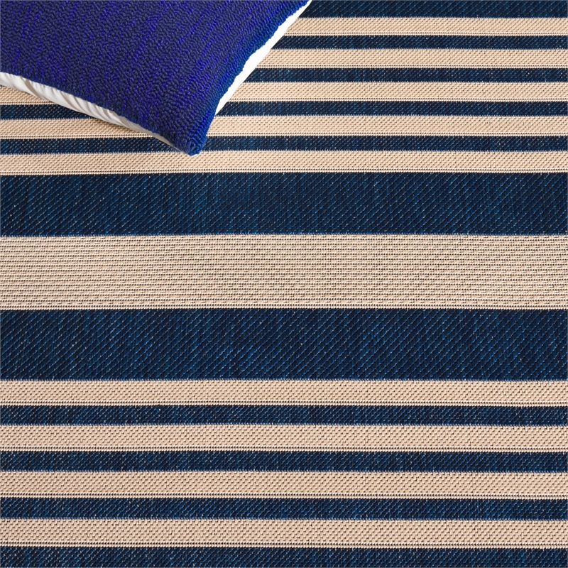 Pemberly Row Contemporary Navy Indoor Outdoor Rug 9' x 12' for Any Room