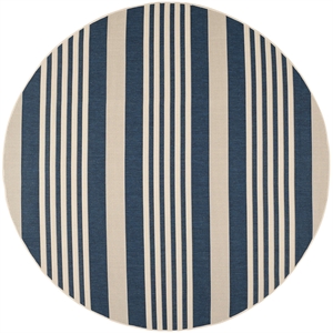 Pemberly Row Contemporary Navy Indoor Outdoor Rug in Round 7'10&quot Shape