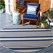 Pemberly Row Contemporary Navy Indoor Outdoor Rug in Round 7'10