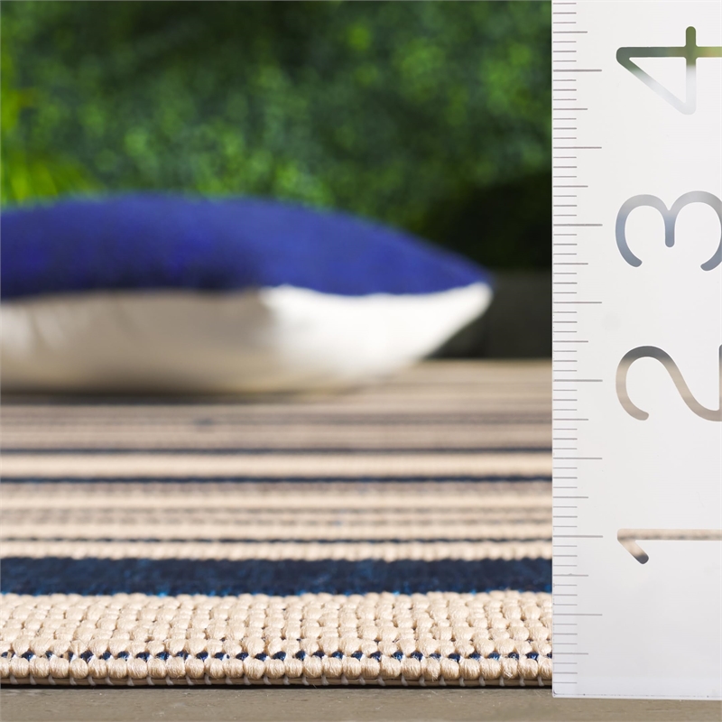 Pemberly Row Contemporary Navy Indoor Outdoor Runner Rug 2'3