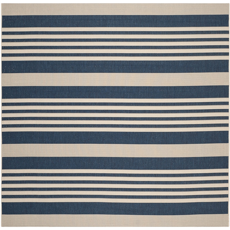 Pemberly Row Contemporary Navy Indoor Outdoor Rug in Square 7'10