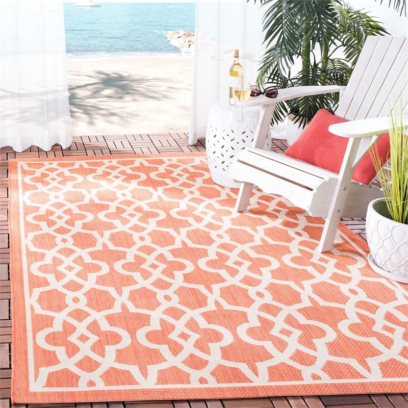 Pemberly Row Contemporary Terracotta Indoor Outdoor Accent Rug 2'7