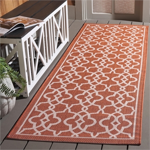 Pemberly Row Terracotta Indoor Outdoor Runner Rug 2'7&quot x 8'2&quot