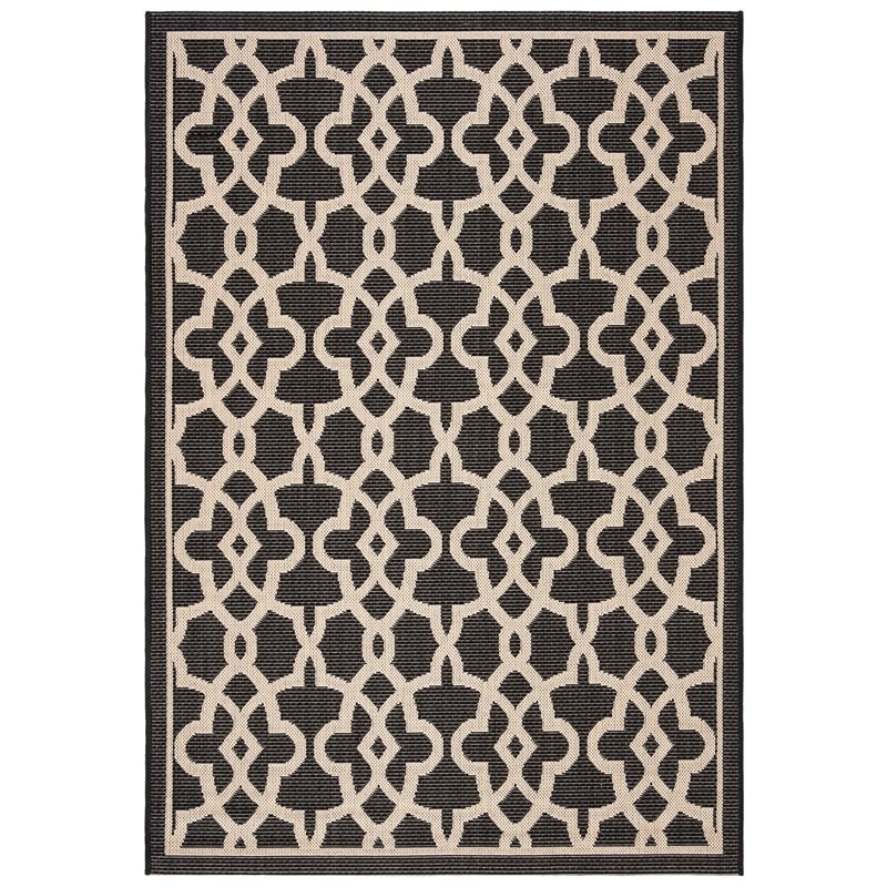 Pemberly Row Black Indoor Outdoor Rug 4' x 5'7