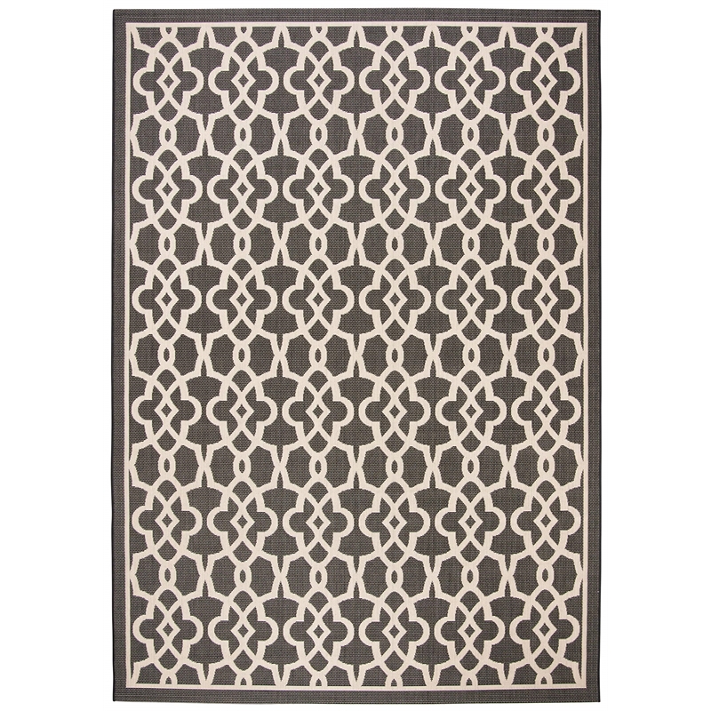Pemberly Row Black Indoor Outdoor Rug 6'7