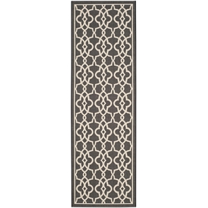 Pemberly Row Contemporary Black Indoor Outdoor Runner Rug 2'7&quot x 8'2&quot