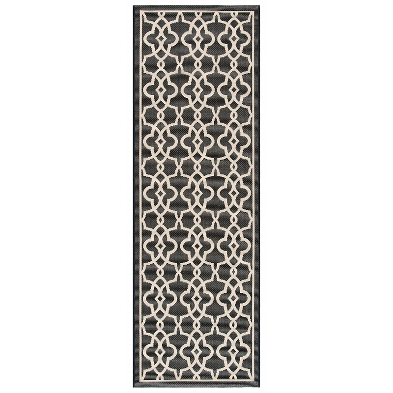 Pemberly Row Contemporary Black Indoor Outdoor Runner Rug 2'7