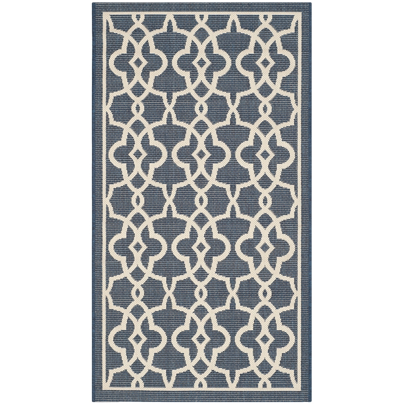 Pemberly Row Contemporary Navy Indoor Outdoor Accent Rug 2'7