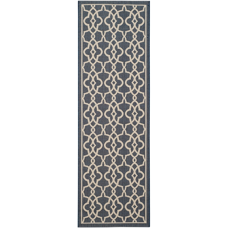 Pemberly Row Contemporary Navy Indoor Outdoor Runner Rug 2'7
