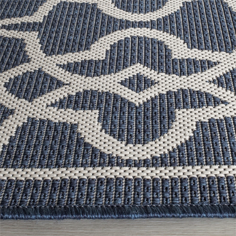 Pemberly Row Contemporary Navy Indoor Outdoor Runner Rug 2'7