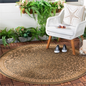 Pemberly Row Natural Indoor Outdoor Rug in Round 7'10&quot Shape
