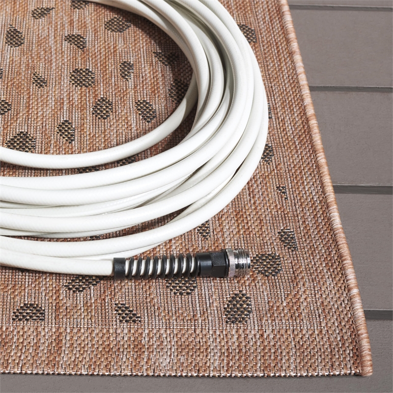 Pemberly Row Natural Indoor Outdoor Rug in Square 6'7