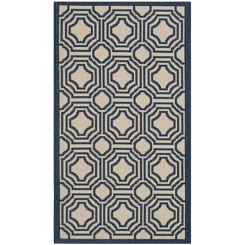 Pemberly Row Contemporary Beige Indoor Outdoor Accent Rug 2' x 3'7