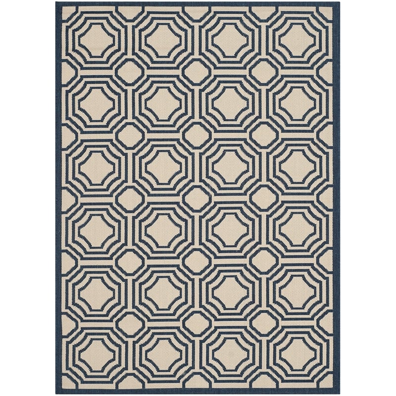 Pemberly Row Contemporary Beige Indoor Outdoor Accent Rug 2'7
