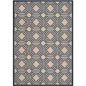 Pemberly Row Beige Indoor Outdoor Rug 8' x 11' for Living Spaces