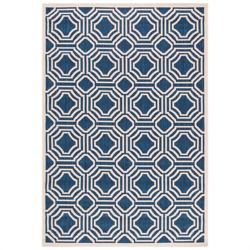 Pemberly Row Contemporary Navy Indoor Outdoor Rug 9' x 12' for Any Room