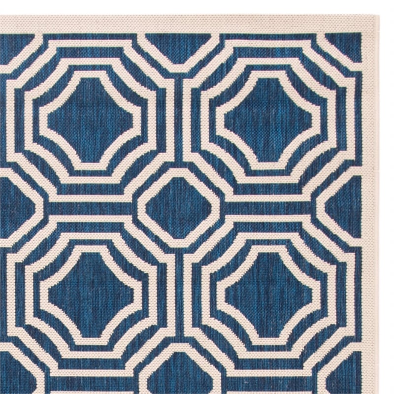 Pemberly Row Contemporary Navy Indoor Outdoor Rug 9' x 12' for Any Room