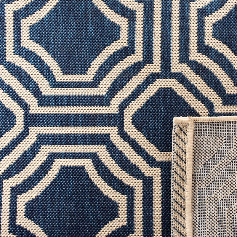 Pemberly Row Contemporary Navy Indoor Outdoor Runner Rug 2'3