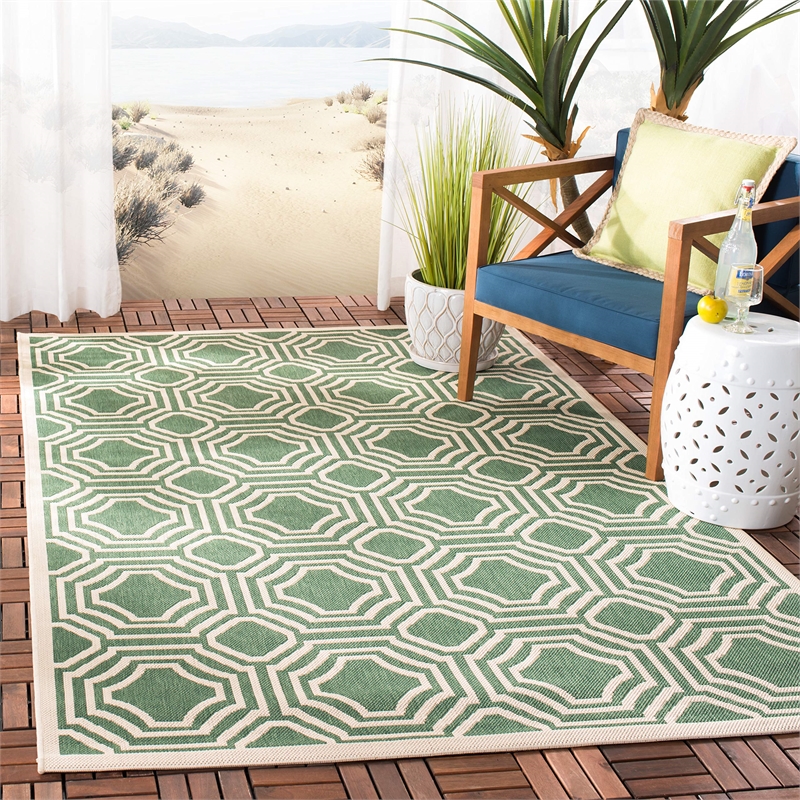 Pemberly Row Contemporary Dark Green Indoor Outdoor Accent Rug 2'7