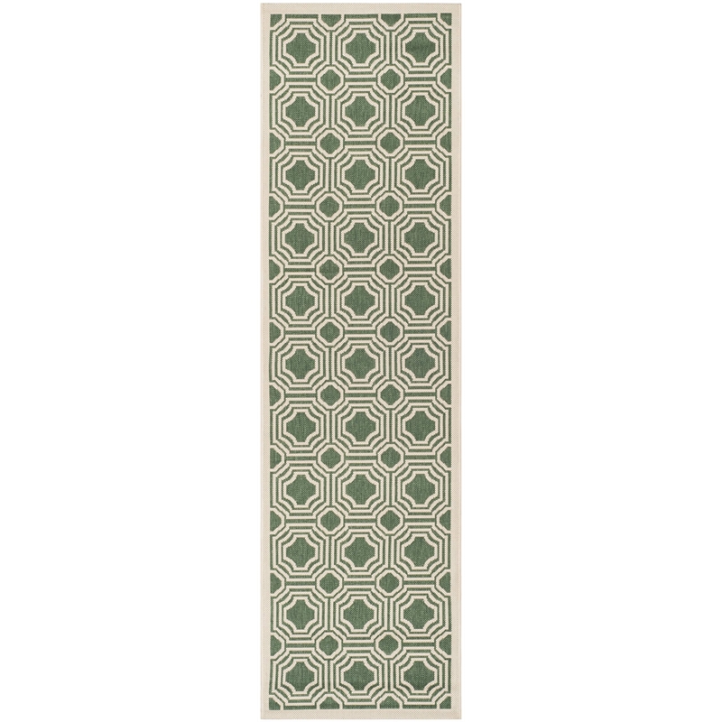 Pemberly Row Contemporary Dark Green Indoor Outdoor Runner Rug 2'3