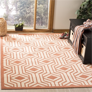Pemberly Row Beige Indoor Outdoor Rug 8' x 11' for Living Spaces