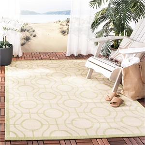 Pemberly Row Beige Indoor Outdoor Rug 8' x 11' for Living Spaces