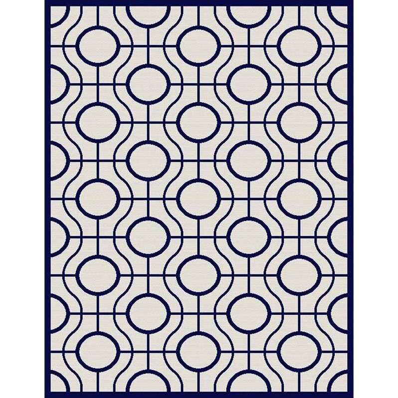 Pemberly Row Beige Indoor Outdoor Rug 8' x 11' for Living Spaces