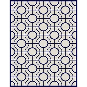 Pemberly Row Beige Indoor Outdoor Rug 8' x 11' for Living Spaces