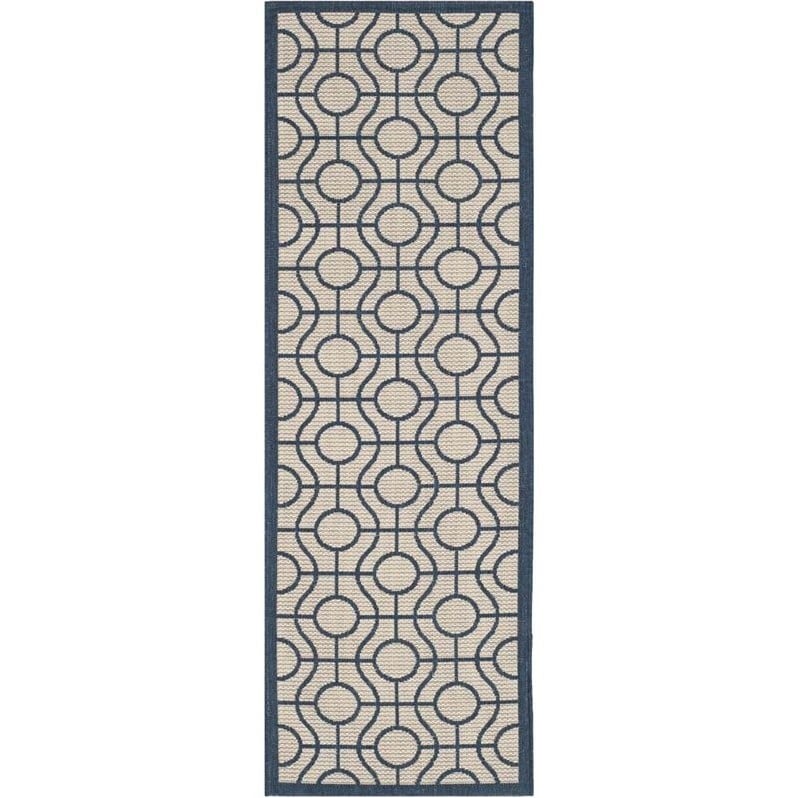 Pemberly Row Contemporary Beige Indoor Outdoor Runner Rug 2'3
